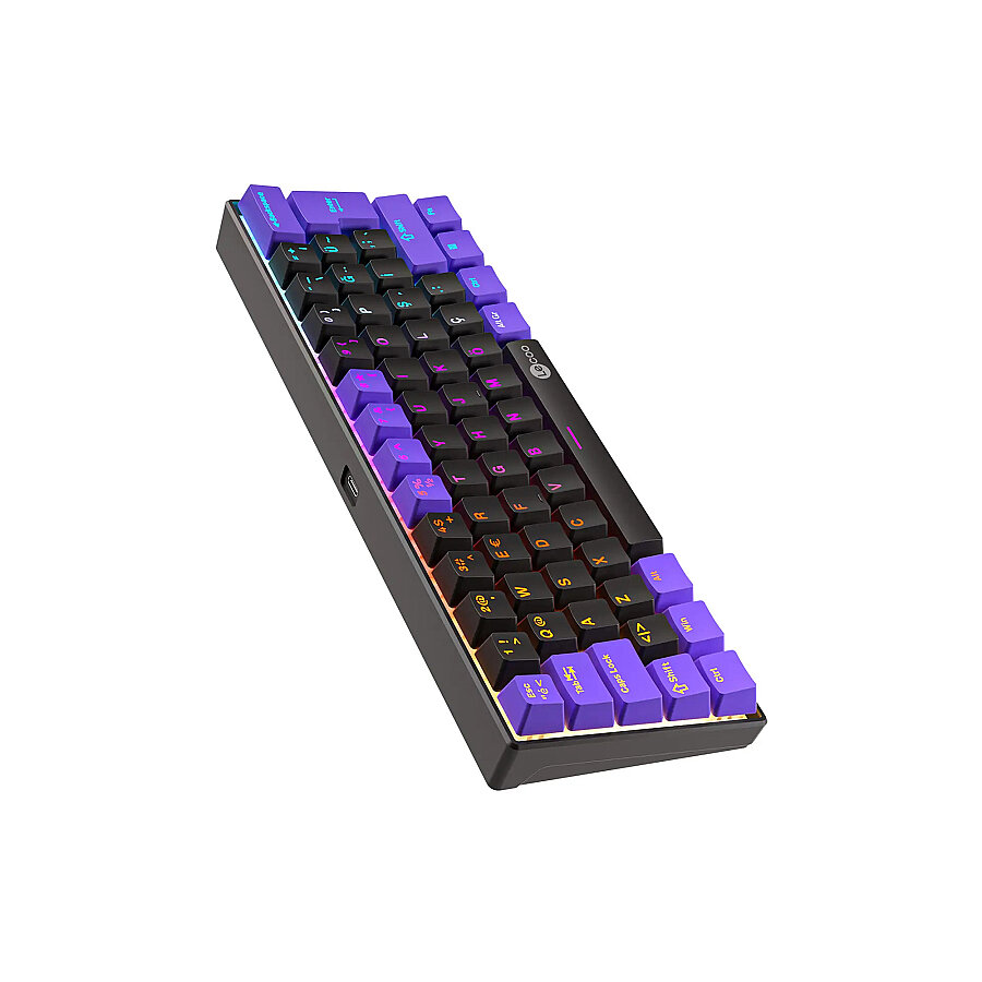 Lecoo GK601 Pro Red Switch RGB 3 Modlu Hot Swap Kablosuz Mekanik Gaming Oyuncu Klavyesi 1000Hz Türkçe Q Siyah - 1
