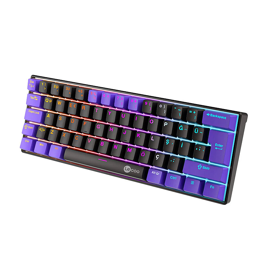 Lecoo GK601 Pro Red Switch RGB 3 Modlu Hot Swap Kablosuz Mekanik Gaming Oyuncu Klavyesi 1000Hz Türkçe Q Siyah - 3