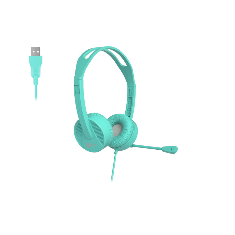 Lecoo HT106 USB Kablolu Mikrofonlu Kulak Üstü Kulaklık Turkuaz - 1