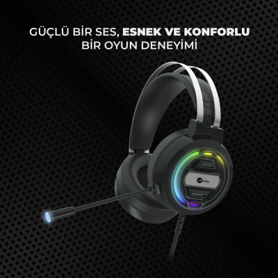 Lecoo HT401 Kulak Üstü RGB Gaming Oyuncu Kulaklığı 3.5mm Jack + USB - 6