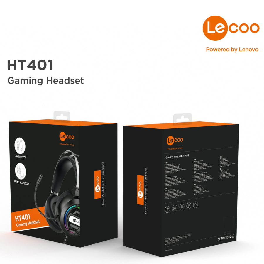 Lecoo HT401 Kulak Üstü RGB Gaming Oyuncu Kulaklığı 3.5mm Jack + USB - 7