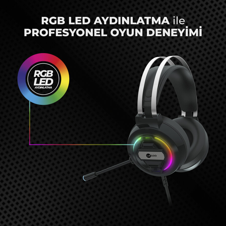 Lecoo HT401 Kulak Üstü RGB Gaming Oyuncu Kulaklığı - 6
