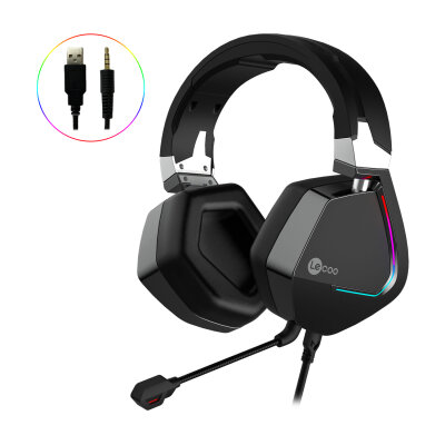Lecoo HT402 Kulak Üstü RGB Gaming Oyuncu Kulaklığı 3.5mm Jack + USB
