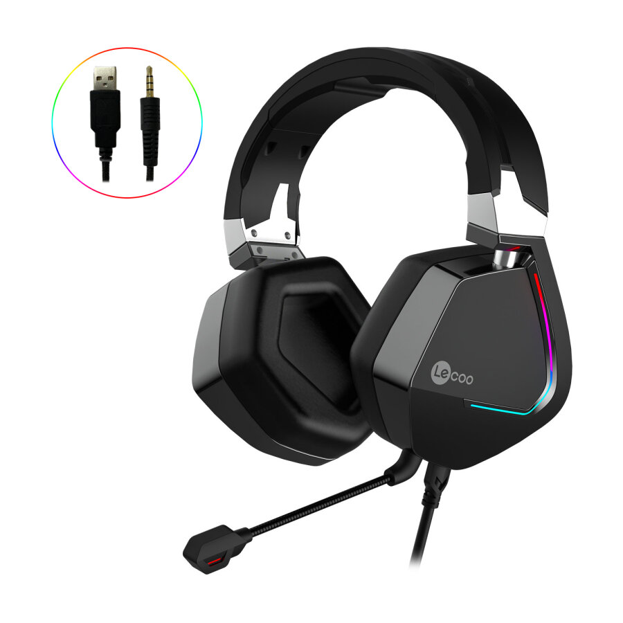 Lecoo HT402 Kulak Üstü RGB Gaming Oyuncu Kulaklığı 3.5mm Jack + USB - 1
