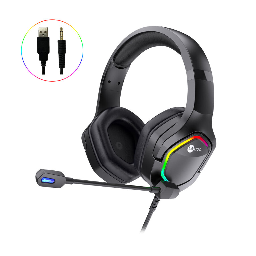 Lecoo HT403 Kulak Üstü RGB Gaming Oyuncu Kulaklığı 3.5mm Jack + USB - 1