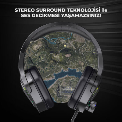 Lecoo HT403 Kulak Üstü RGB Gaming Oyuncu Kulaklığı 3.5mm Jack + USB - 7