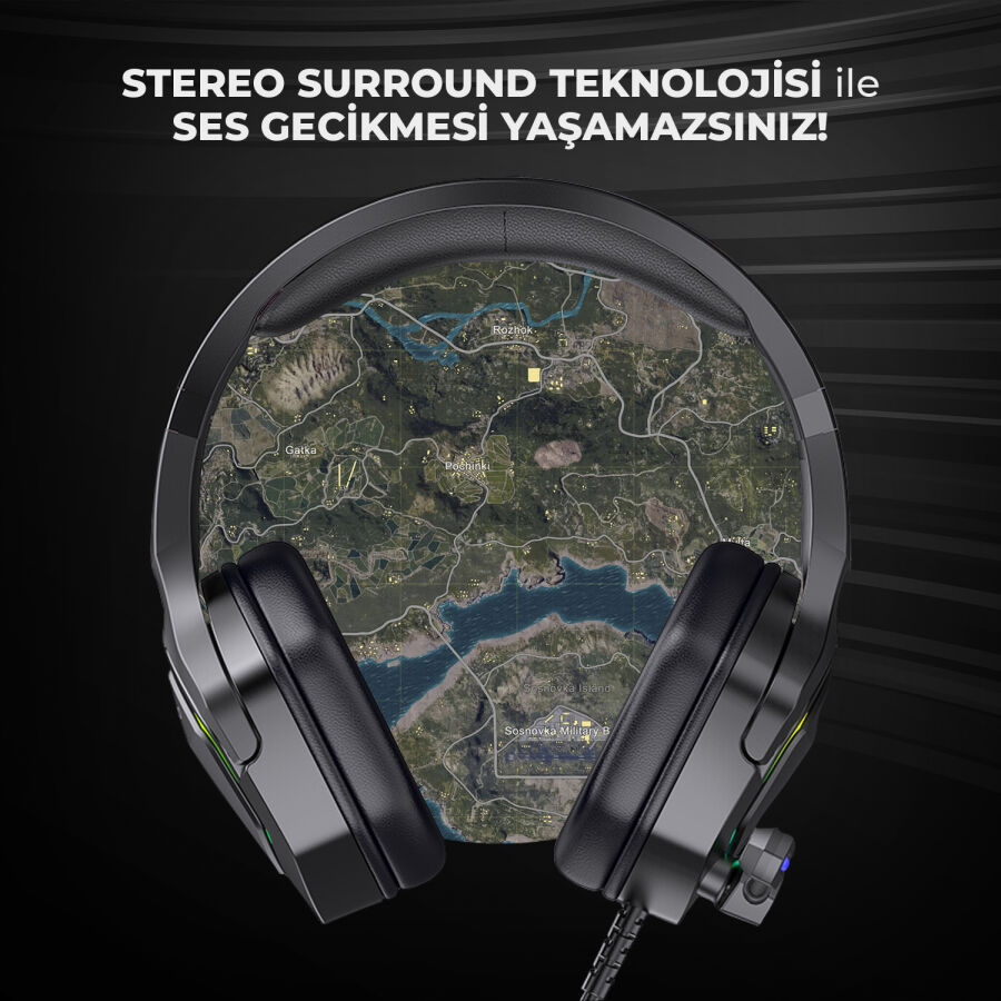 Lecoo HT403 Kulak Üstü RGB Gaming Oyuncu Kulaklığı 3.5mm Jack + USB - 7
