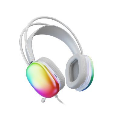 Lecoo HT409 RGB Işıklı USB Mikrofonlu Kablolu Oyuncu Kulak Üstü Gaming Kulaklık Beyaz - 2