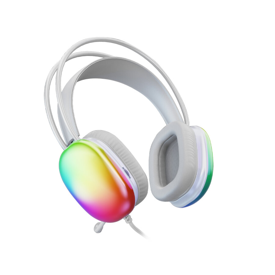 Lecoo HT409 RGB Işıklı USB Mikrofonlu Kablolu Oyuncu Kulak Üstü Gaming Kulaklık Beyaz - 2