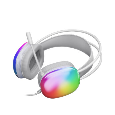 Lecoo HT409 RGB Işıklı USB Mikrofonlu Kablolu Oyuncu Kulak Üstü Gaming Kulaklık Beyaz - 3