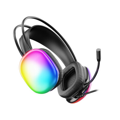 Lecoo HT409 RGB Işıklı USB Mikrofonlu Kablolu Oyuncu Kulak Üstü Gaming Kulaklık Siyah - 2