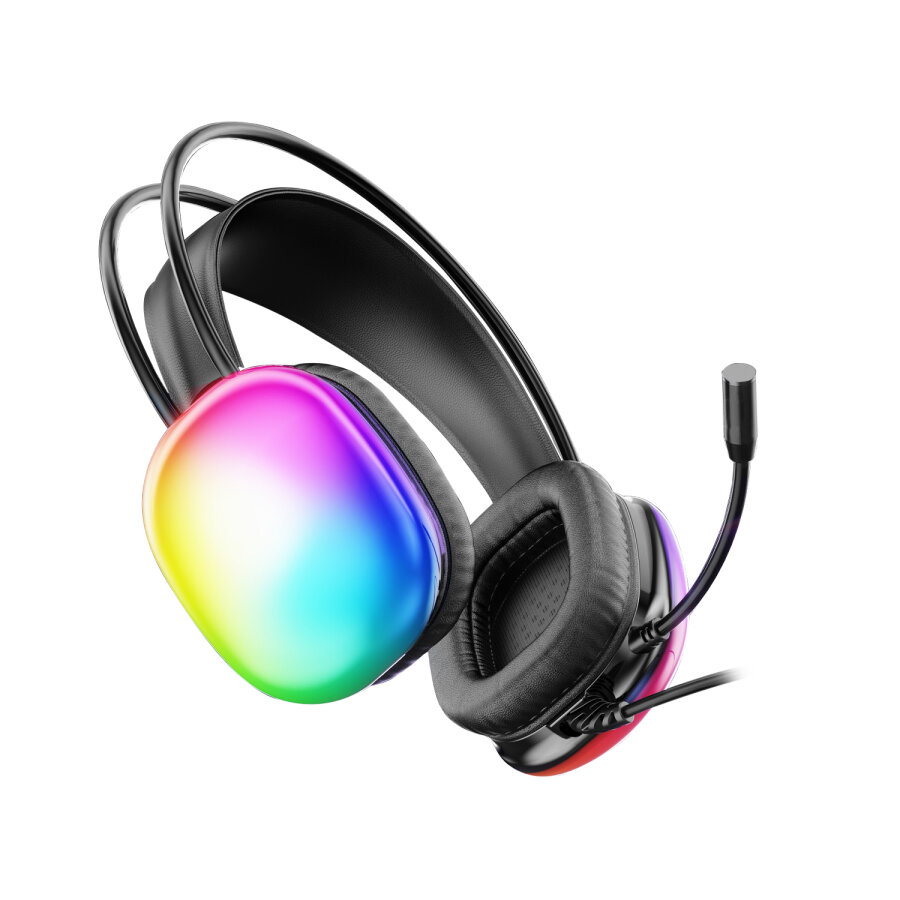 Lecoo HT409 RGB Işıklı USB Mikrofonlu Kablolu Oyuncu Kulak Üstü Gaming Kulaklık Siyah - 2