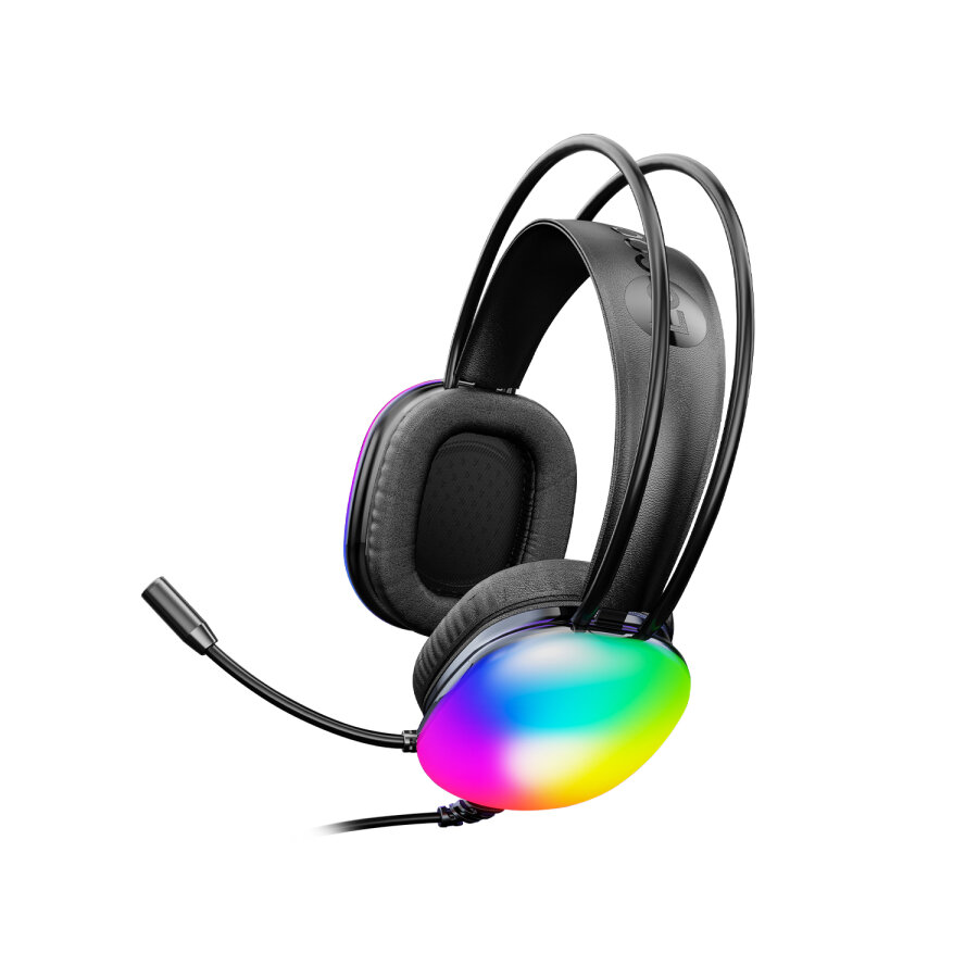 Lecoo HT409 RGB Işıklı USB Mikrofonlu Kablolu Oyuncu Kulak Üstü Gaming Kulaklık Siyah - 3