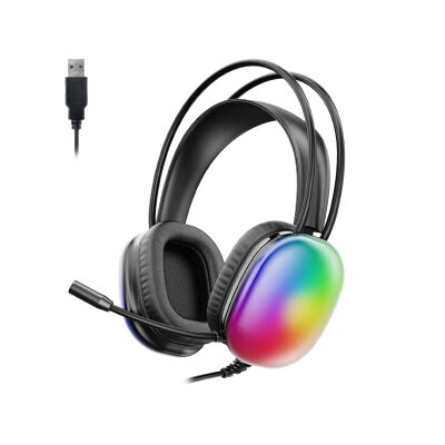 Lecoo HT409 RGB Işıklı USB Mikrofonlu Kablolu Oyuncu Kulak Üstü Gaming Kulaklık Siyah - 1