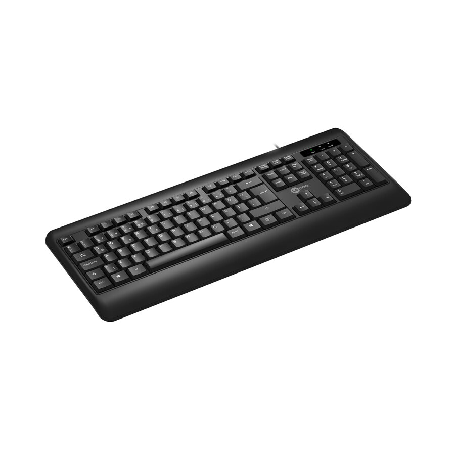 Lecoo KB104 USB Kablolu Türkçe Q Ergonomik Ofis Bilgisayar Klavyesi Siyah - 2