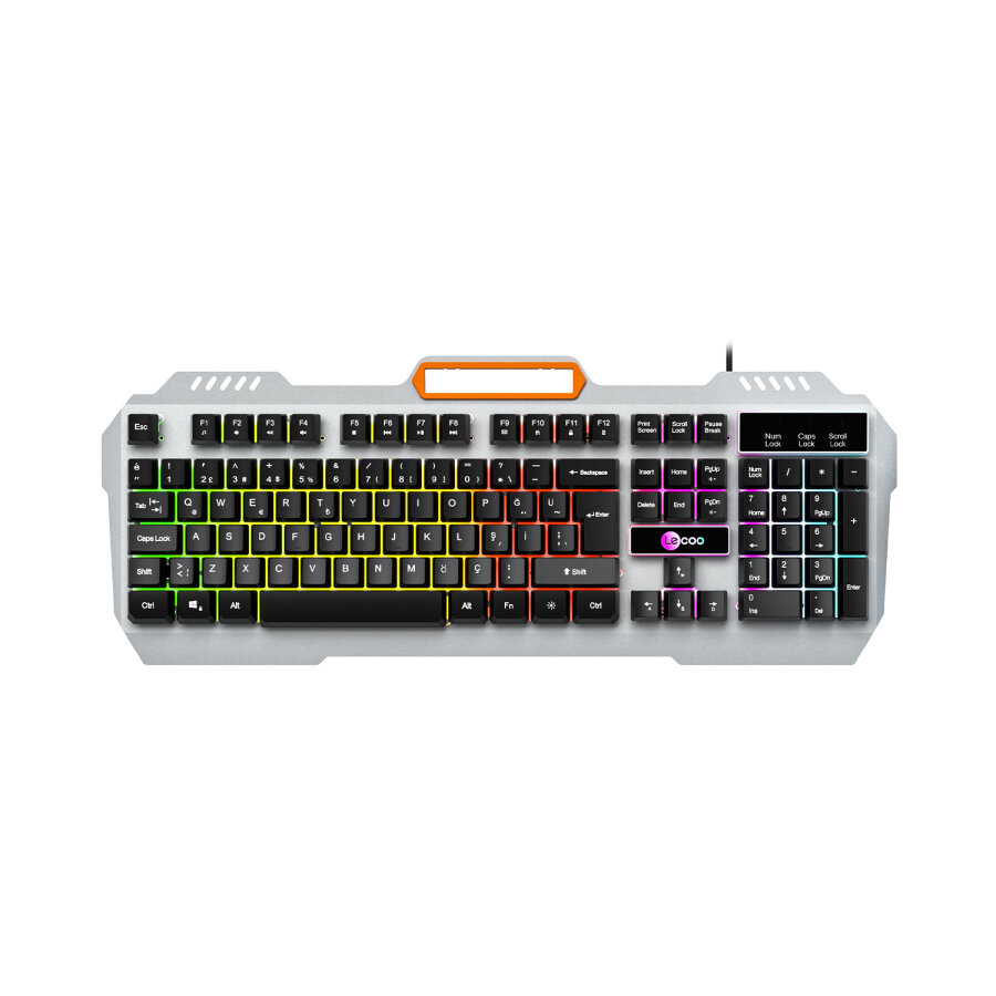 Lecoo KB123 Rainbow Aydınlatmalı Membran Oyuncu Klavyesi Türkçe Q Gaming Klavye Siyah - 1