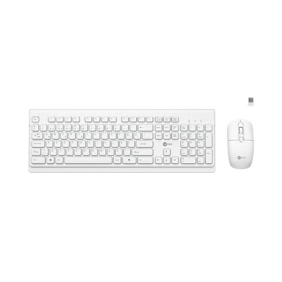 Lecoo KW203 Kablosuz Türkçe Q Ergonomik Klavye & Mouse Seti Beyaz - 1
