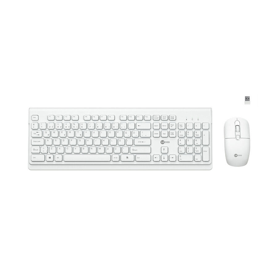Lecoo KW203 Kablosuz Türkçe Q Ergonomik Klavye & Mouse Seti Beyaz - 1