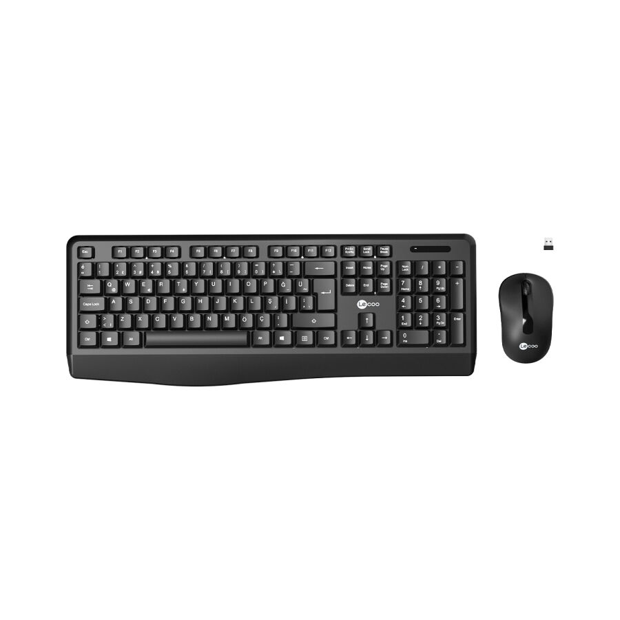 Lecoo KW211 Kablosuz Türkçe Q Bilek Destekli Membran Klavye & Mouse Seti Siyah - 1