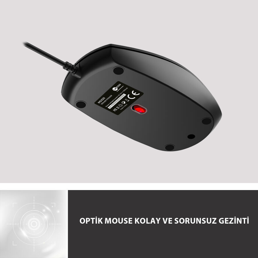 Lecoo MS100 USB Kablolu 1000 DPI 3 Tuşlu Optik Mouse Siyah - 4