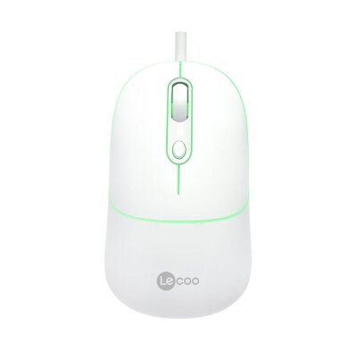Lecoo MS110 RGB Sessiz Tuşlu Kablolu Optik Mouse Beyaz
