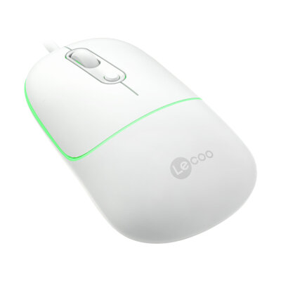 Lecoo MS110 RGB Sessiz Tuşlu Kablolu Optik Mouse Beyaz - 2