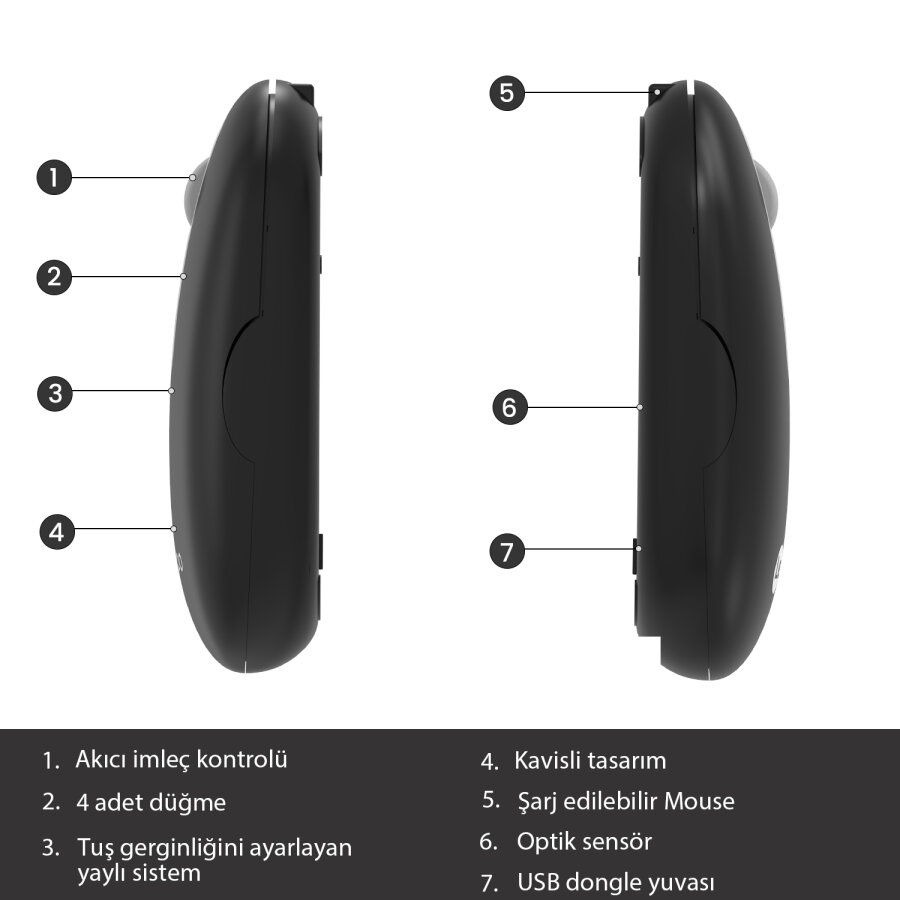 Lecoo WS207 Şarj Edilebilir Kablosuz Mouse Siyah - 6