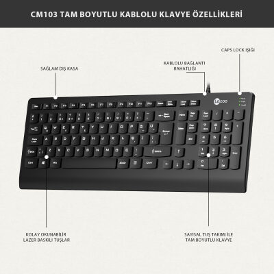 Lenovo Lecoo CM103 Kablolu Klavye ve Mouse Set - 12