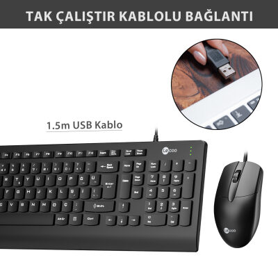 Lenovo Lecoo CM103 Kablolu Klavye ve Mouse Set - 10