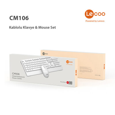 Lenovo Lecoo CM106 USB Kablolu Türkçe Q Klavye & Mouse Set Beyaz - 10
