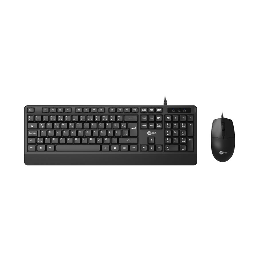 Lenovo Lecoo CM106 USB Kablolu Türkçe Q Klavye & Mouse Set Siyah - 1