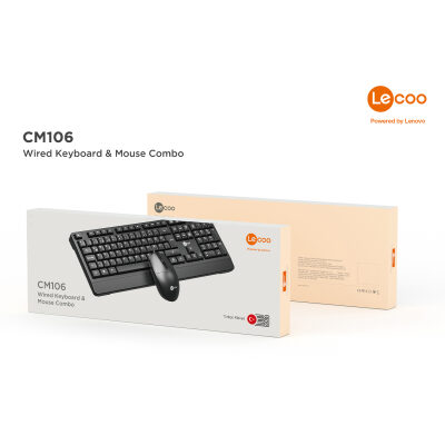 Lenovo Lecoo CM106 USB Kablolu Türkçe Q Klavye & Mouse Set Siyah - 10