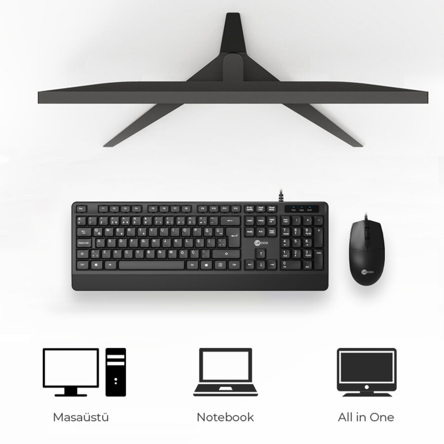 Lenovo Lecoo CM106 USB Kablolu Türkçe Q Klavye & Mouse Set Siyah - 6