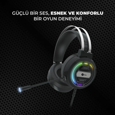 Lenovo Lecoo HT401 Kulak Üstü RGB Gaming Oyuncu Kulaklığı 3.5mm Jack + USB - 6