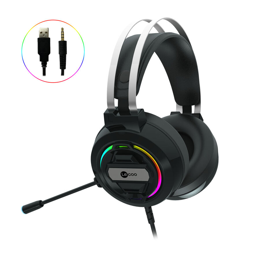 Lenovo Lecoo HT401 Kulak Üstü RGB Gaming Oyuncu Kulaklığı 3.5mm Jack + USB - 1