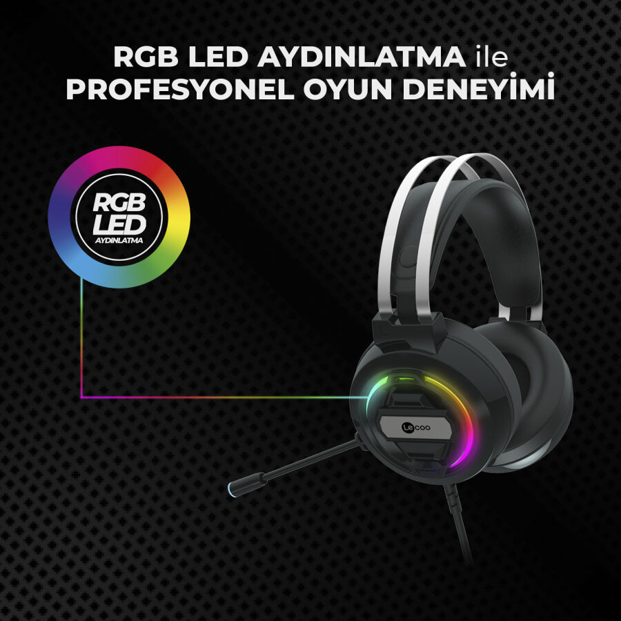 Lenovo Lecoo HT401 Kulak Üstü RGB Gaming Oyuncu Kulaklığı - 6
