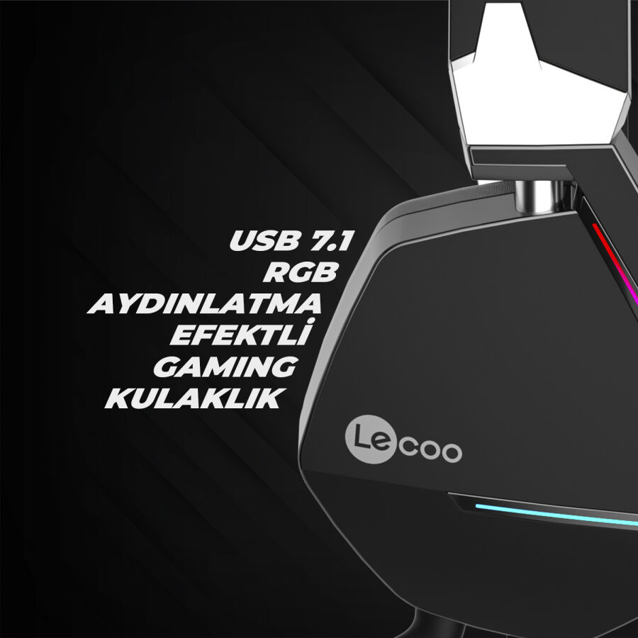 Lenovo Lecoo HT402 7.1 Kulak Üstü RGB Gaming Oyuncu Kulaklığı - 5