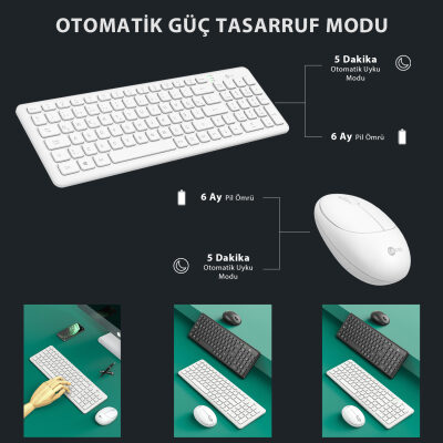 Lenovo Lecoo KW204 Kablosuz Klavye & Mouse Set Beyaz - 7