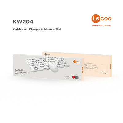 Lenovo Lecoo KW204 Kablosuz Klavye & Mouse Set Beyaz - 12