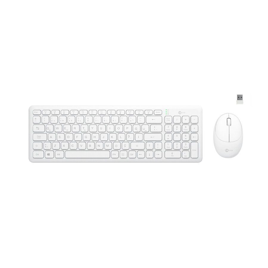 Lecoo KW204 Kablosuz Klavye & Mouse Set Beyaz - 1
