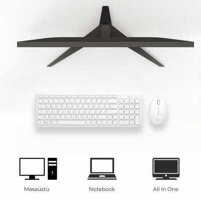 Lecoo KW204 Kablosuz Klavye & Mouse Set Beyaz - 6