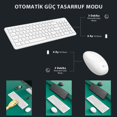 Lecoo KW204 Kablosuz Klavye & Mouse Set Beyaz - 7