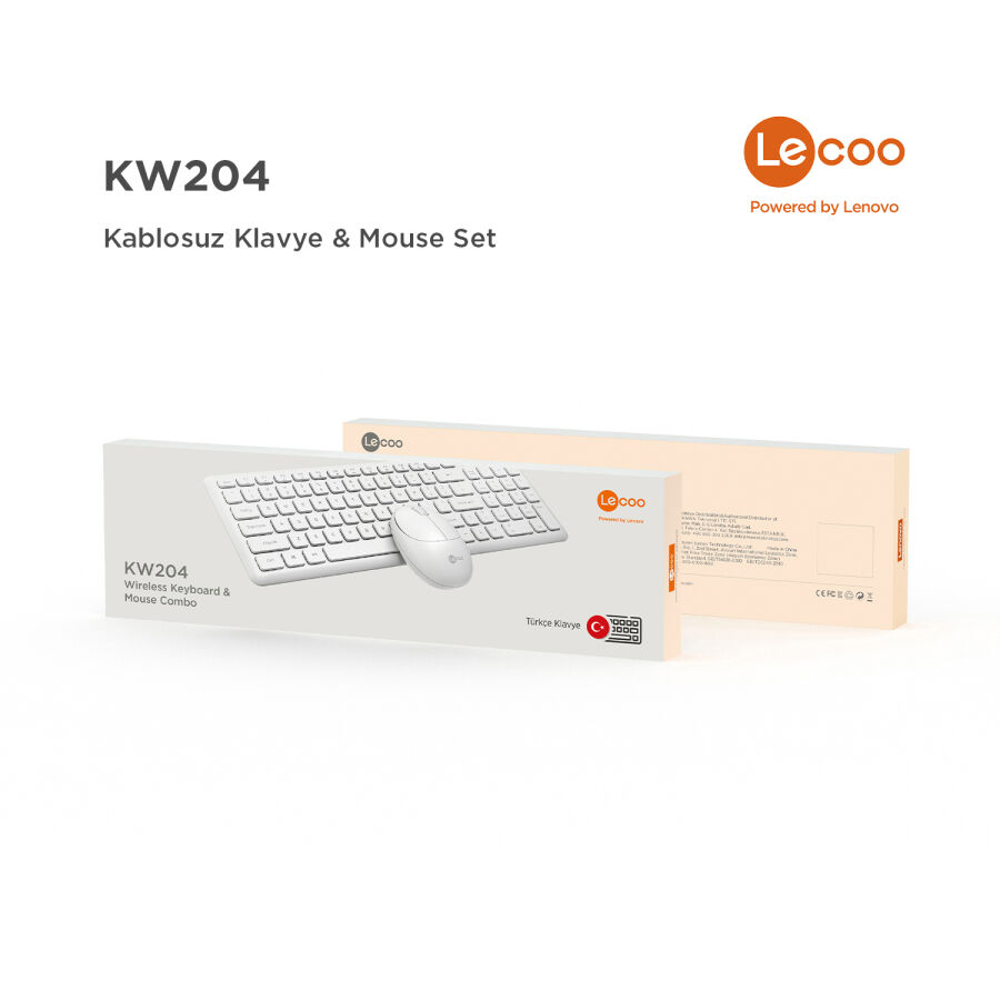 Lenovo Lecoo KW204 Kablosuz Klavye & Mouse Set Beyaz - 12