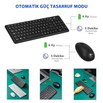 Lenovo Lecoo KW204 Kablosuz Klavye & Mouse Set Siyah - 4