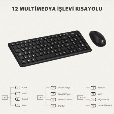 Lenovo Lecoo KW204 Kablosuz Klavye & Mouse Set Siyah - 6