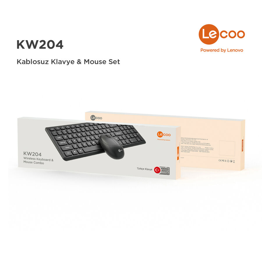 Lenovo Lecoo KW204 Kablosuz Klavye & Mouse Set Siyah - 10