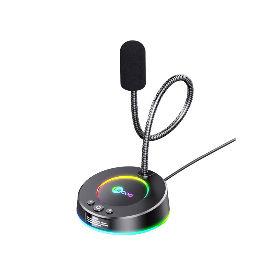 Lenovo Lecoo MC01S Kablolu RGB Aydınlatmalı Multimedya 360° Bükülebilir Masaüstü Mikrofon Siyah - 3