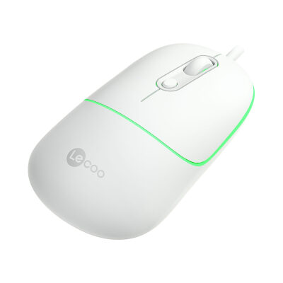 Lenovo Lecoo MS110 RGB Sessiz Tuşlu Kablolu Optik Mouse Beyaz - 5