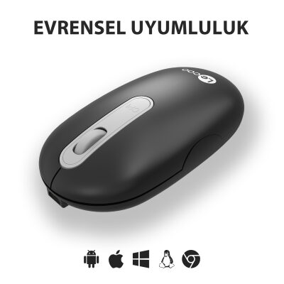 Lenovo Lecoo WS207 Şarj Edilebilir Kablosuz Mouse Siyah - 5