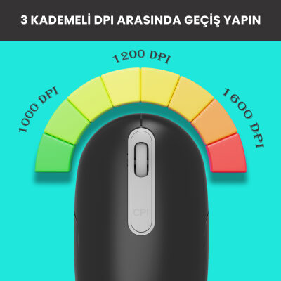 Lenovo Lecoo WS207 Şarj Edilebilir Kablosuz Mouse Siyah - 7